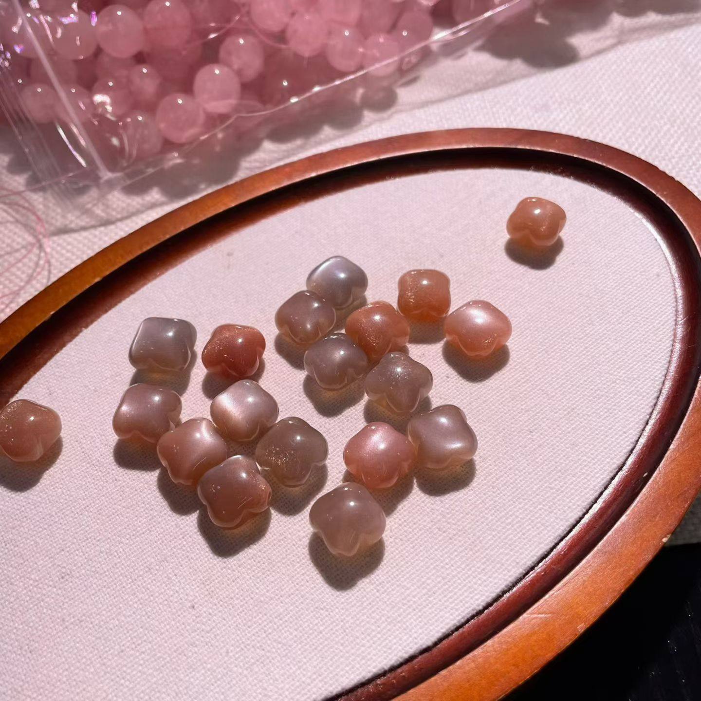 天然月光石四叶草配件DIY配珠手链吊坠两用款橙月光水晶饰品礼物,淘宝优惠券,粉丝福利购,淘宝优惠卷