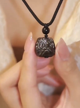 情侣款黑曜石水晶饰品百搭简约