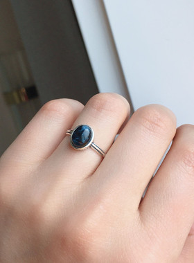 天然彼得石戒指女款简约时尚s925