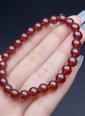 女款天然石榴石手链女人石百搭款