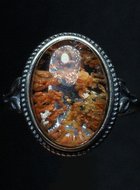 捡漏天然幽灵戒指红黄蓝水晶925