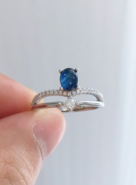 女蓝宝石戒指简约复古