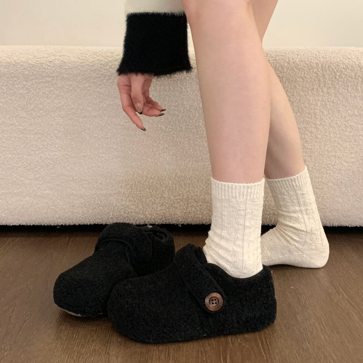 巨好看厚底内增高加绒勃肯鞋玛丽珍毛毛鞋女2025新款冬雪地靴棉鞋,淘宝优惠券,粉丝福利购,淘宝优惠卷