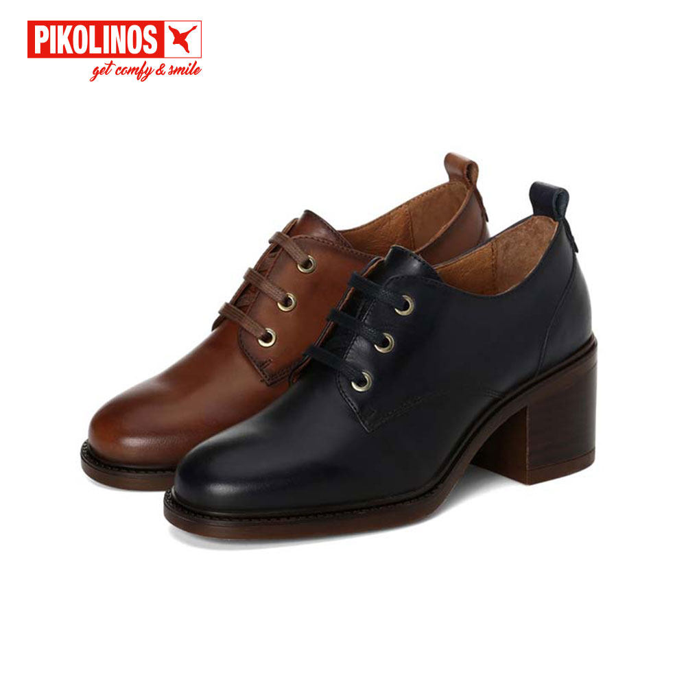 Pikolinos派高雁秋季擦色牛皮深口系带高粗跟通勤单鞋PL239001,淘宝优惠券,粉丝福利购,淘宝优惠卷