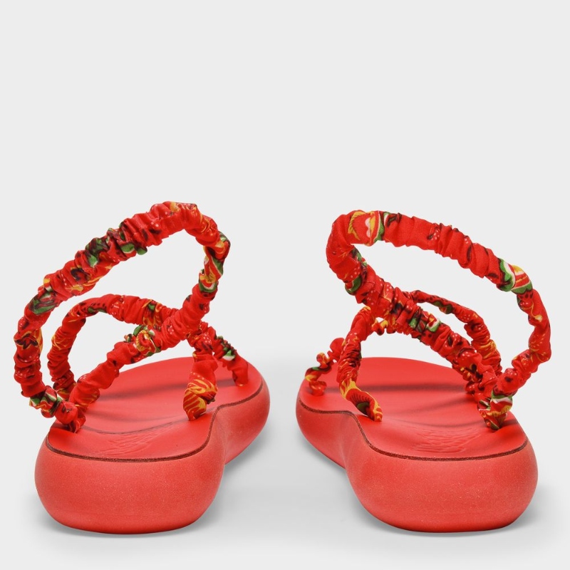 Ancient Greek Sandals Scrunchie Melia 红色帆布细带厚底凉鞋 - 图0