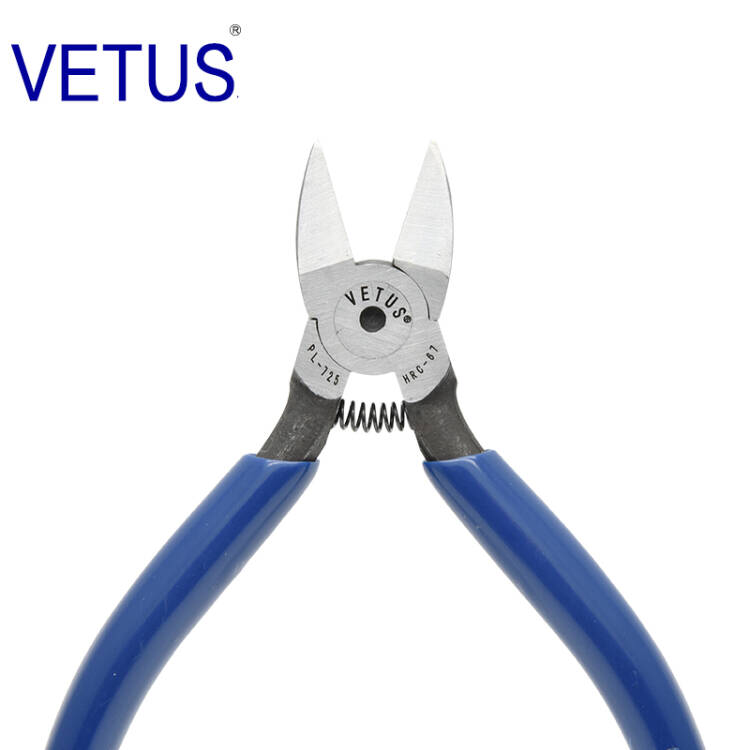 VETUS 5寸电子斜咀钳6寸塑胶水口钳钢丝钳加硬合金钢刀口硬度67°-图2