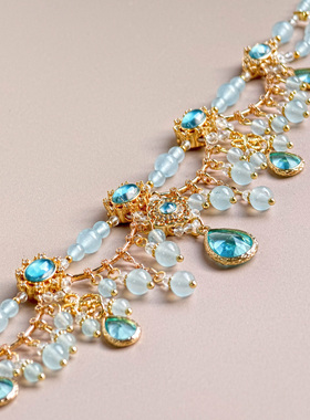 墨涧花原创蓝玉髓项链