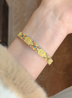 八宝吉言纯银手镯情人节礼物