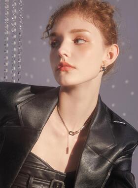 LOVEIXCC长款流苏拼接项链女2025年hiphop卫衣锁骨链粗链t恤饰品