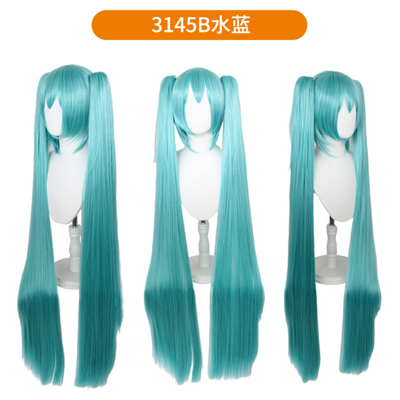 初音未来cosplay假发造型VocAloid水蓝色Miku温丝头套cos - 图0