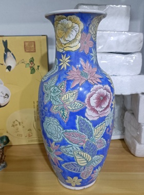 复古七八十年代浮世绘手绘浮雕陶瓷花瓶花器家居桌面装饰收藏