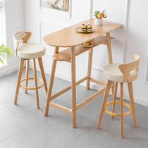 Solid Wood Bar Table Modern Minimalist Creativity Home High Foot Table Nordic Living Room Partition Balcony Leaning Against Wall Bar Table