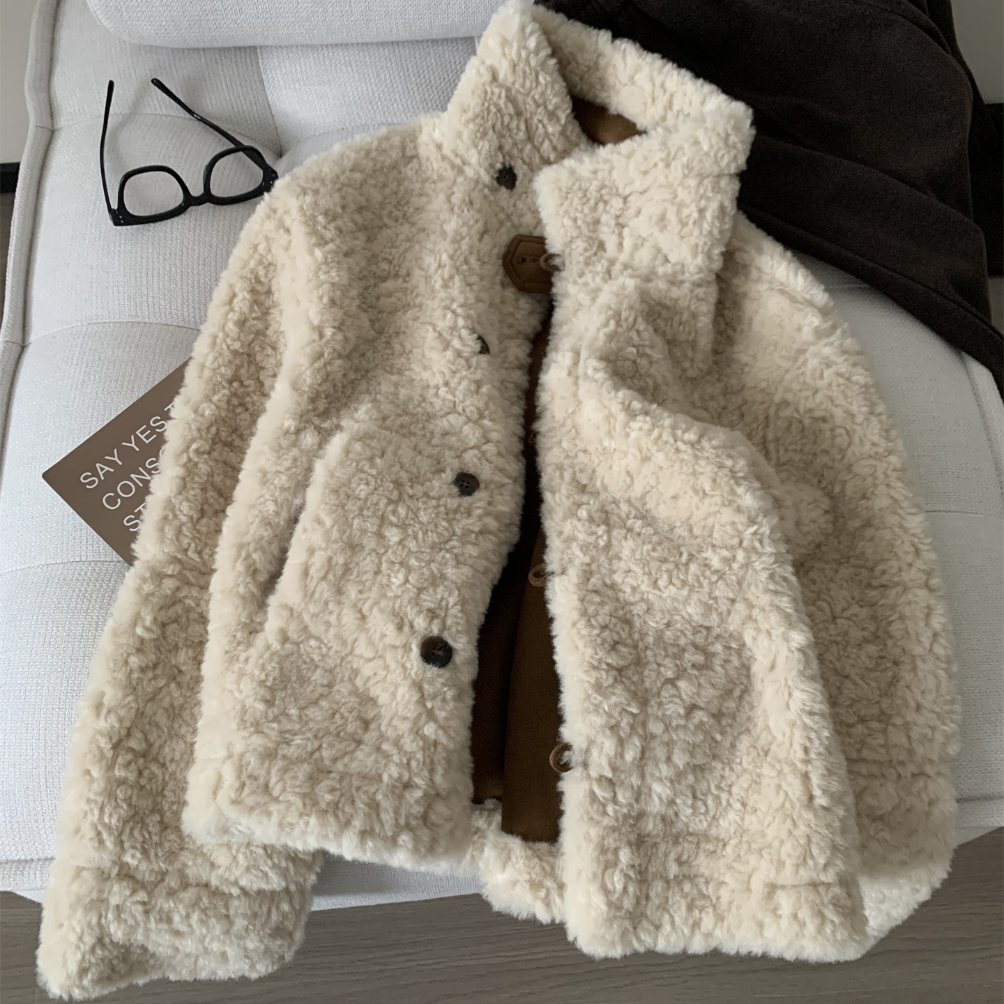 超重工!皮毛一体羊羔毛立领外套女柔软不掉毛麂皮绒两穿毛毛衣冬 - 图2