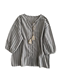 French Retro Round Neck Striped Shirt ຂອງແມ່ຍິງ Loose Casual Age-Reducing Versatile Three-quart Sleeve Tassel Shirt Cardigan Spring Style