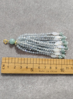 灰蓝色水晶玉髓流苏穗子活扣挂件发簪手串项链diy服装配饰