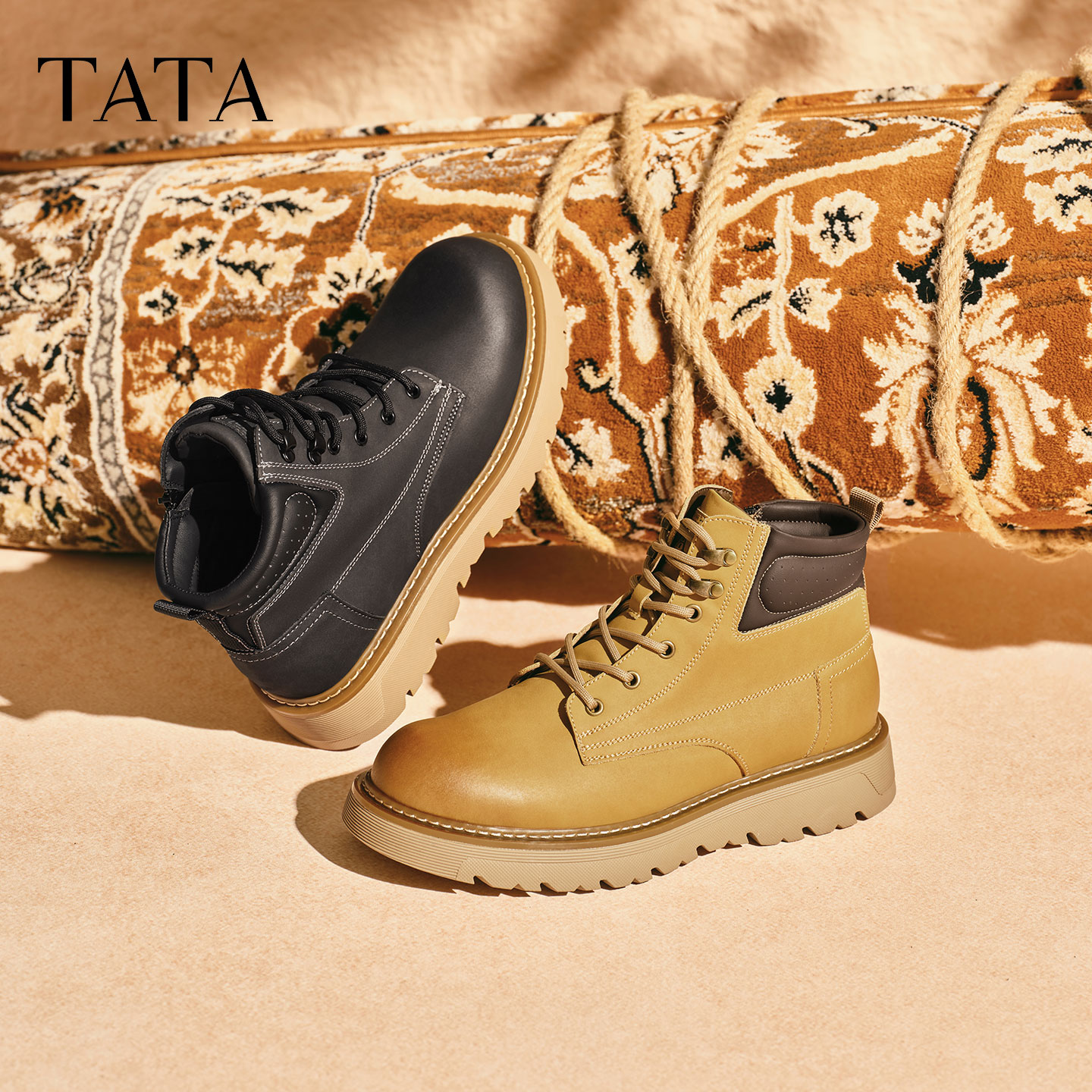 TATA他她男鞋工装鞋户外休闲鞋加绒保暖低帮马丁靴2025冬VPK01DD5 - 图0