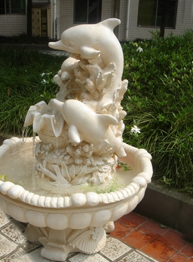 庭院阳台循环喷水加湿海豚摆件