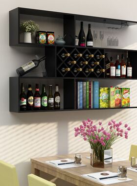 M204批发悬挂式酒架酒柜墙上置物架餐厅吧台实木简约壁挂墙壁装饰