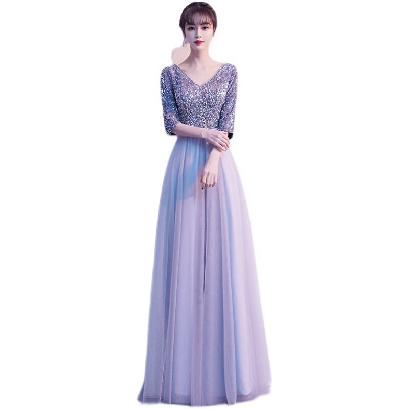 晚礼服2025新款主持人舞台表演服装修身气质女王年会宴会小礼服女 - 图2