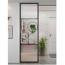 Nordic Long Iridescent Glass Screen Stainless Steel Iron Art Partition Living Room Entrance in the family closed Toilet Separation Hollowing-out Cabinet