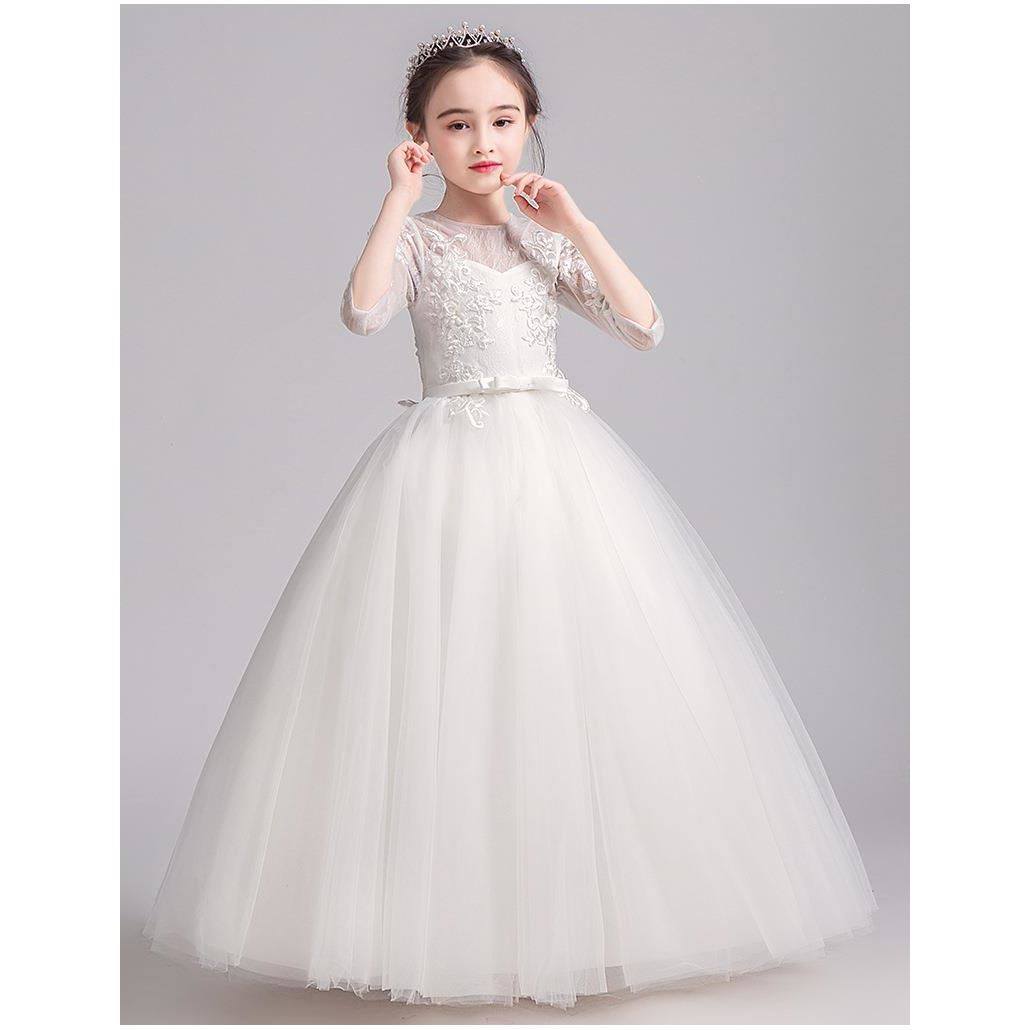 公主裙女童白色花童婚纱蓬蓬裙小女孩洋气主持人演出服儿童礼服女,淘宝优惠券,粉丝福利购,淘宝优惠卷