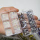 Nail Art Diamond Flat Bottom Transparent Colored Size Mixed Glass Diamond 6 Grid Box Nail Makeup DIY Decorative Jewelry