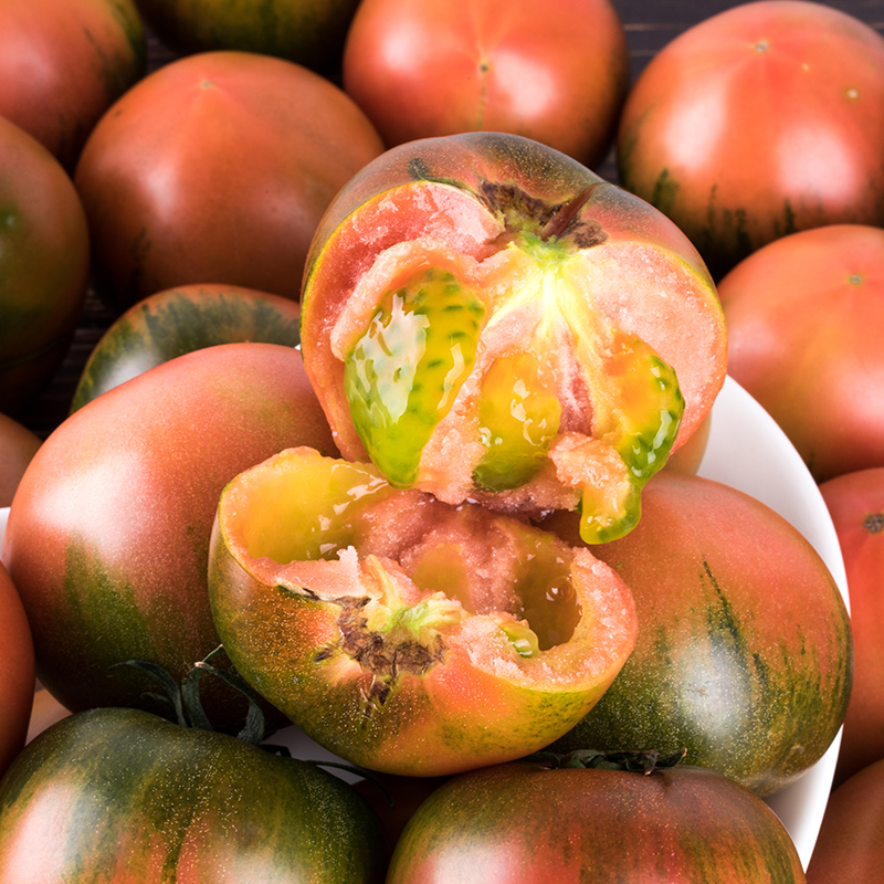 精品碱地西红柿自然熟铁皮绿腚柿子新鲜盘锦鹰爪番茄生吃水果5斤