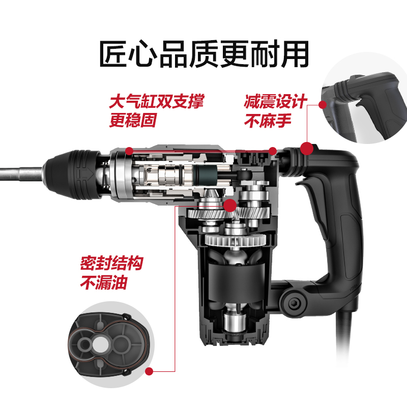 卡胜KU330S/338两用电锤单用电镐植筋大功率冲击钻工业级安全离合 - 图2