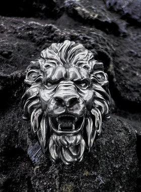 帝骁欧美动物霸气戒指纯银狮子