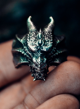 帝骁原创设计欧美龙头暗黑戒指