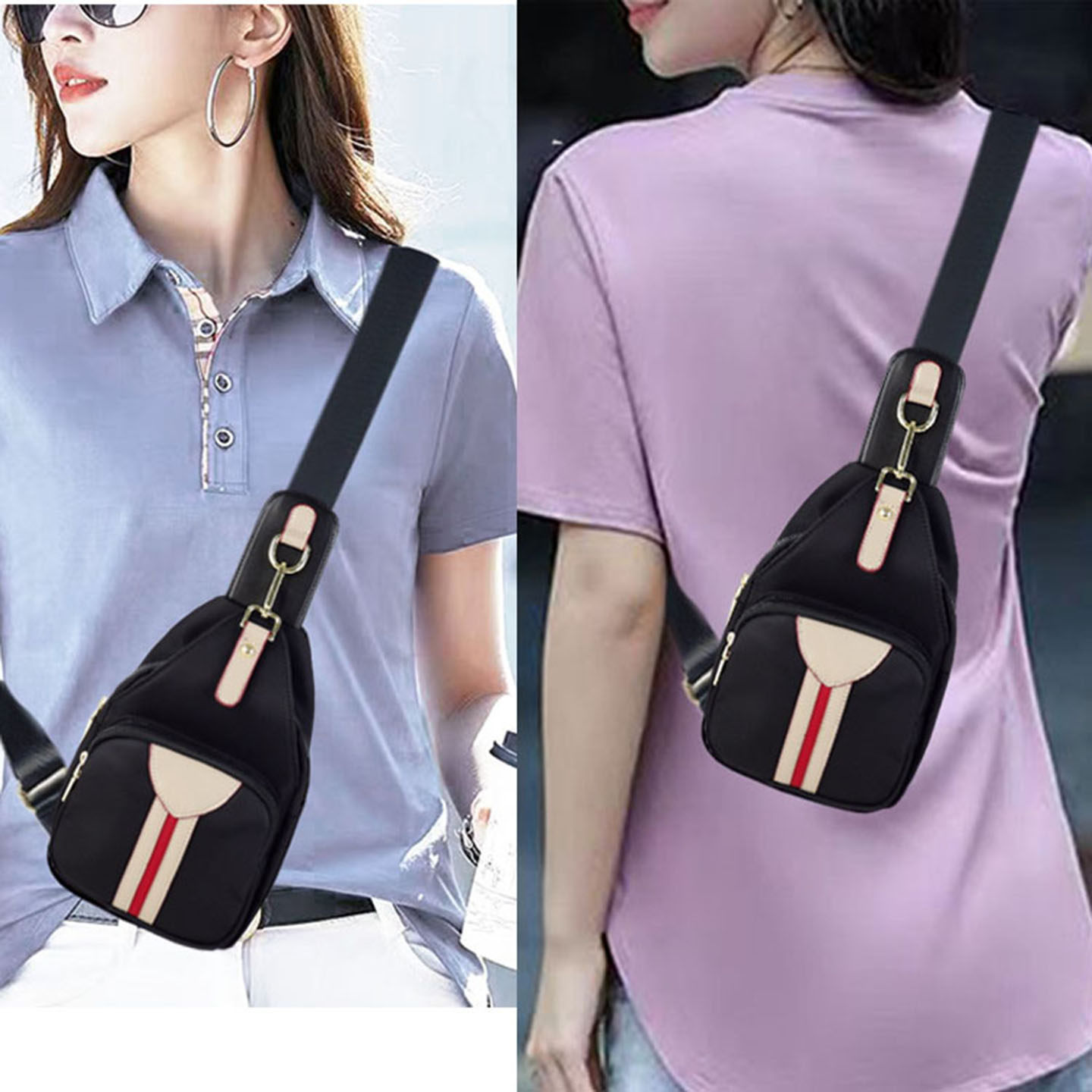 胸包女2025新款女士迷你背包斜挎包帆布休闲女包单肩包运动胸前包,淘宝优惠券,粉丝福利购,淘宝优惠卷