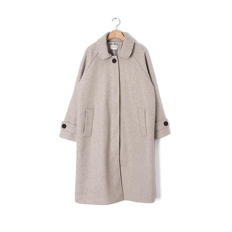 燕麦色呢子大衣女小个子2024新款秋冬季中长款气质毛呢外套羽绒服 - 图3