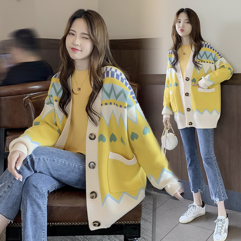 加肥加大码孕妇毛衣外套秋冬装时尚中长款针织开衫外搭宽松200斤 - 图1