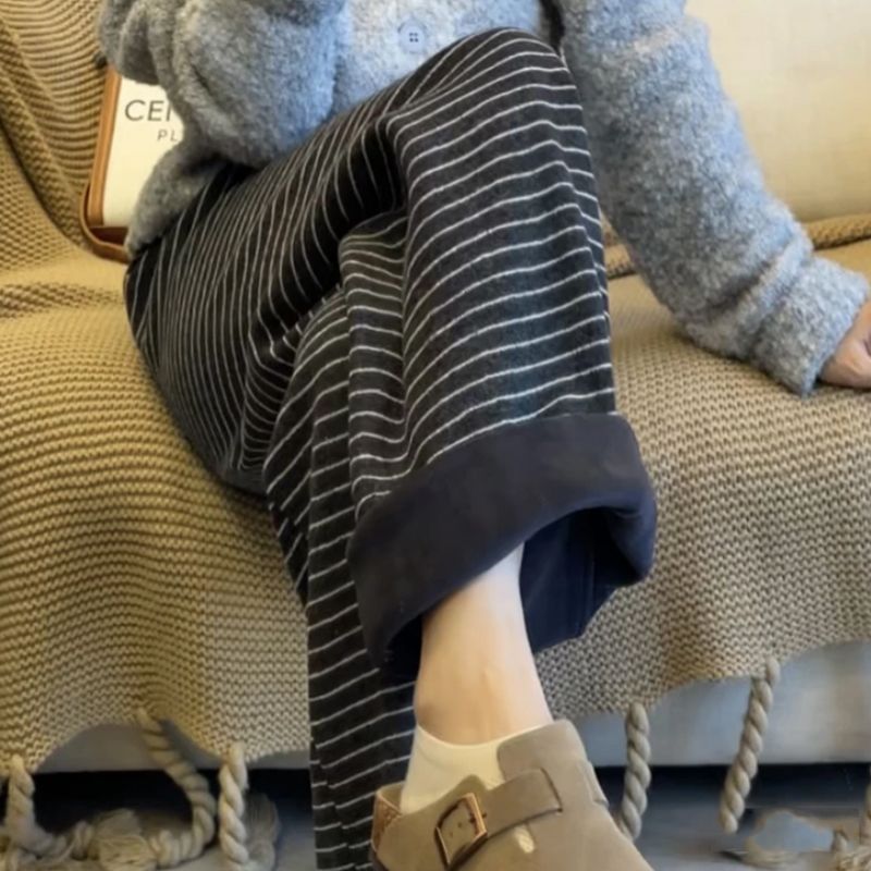 Maternity pants 2025 autumn and winter plus velvet corduroy wide leg pants for women