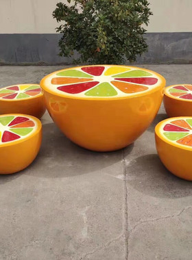 水果柠檬苹果座椅玻璃钢摆件