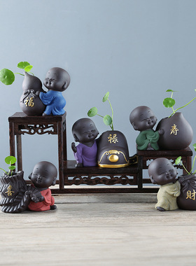 彩砂花插禅意铜钱桌面