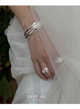 夏日海滩系列925银贝壳树影戒指