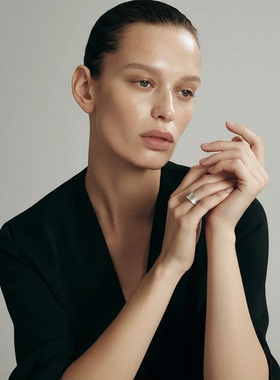 FataViamS925银肌理做旧珍珠小众设计可调节开口食指戒指女高级感