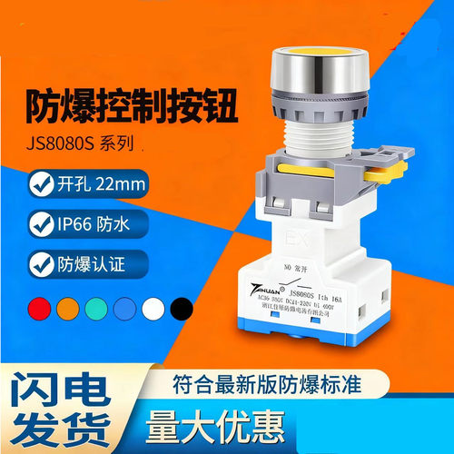 JS8080S-A防爆防尘防腐控制按钮塑料材质开孔22mm开关1常开1常闭 - 图0