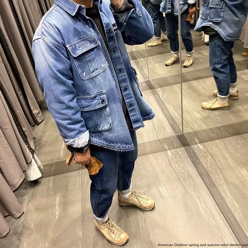 日系牛仔夹克衬衣复古摇滚牛仔衣廓版文艺舒适做旧外套潮机车衬衫,淘宝优惠券,粉丝福利购,淘宝优惠卷