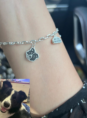 宠物照片小猫咪狗狗头像纯银饰品来图定制纪念项链吊坠手链手镯