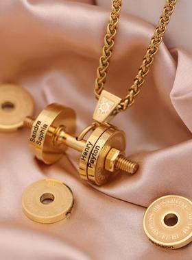 diy健身房礼物项链白钢男