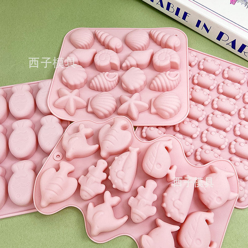 卡通海洋系列贝壳海螺海星螃蟹小鱼造型硅胶模具diy滴胶石膏皂模,淘宝优惠券,粉丝福利购,淘宝优惠卷