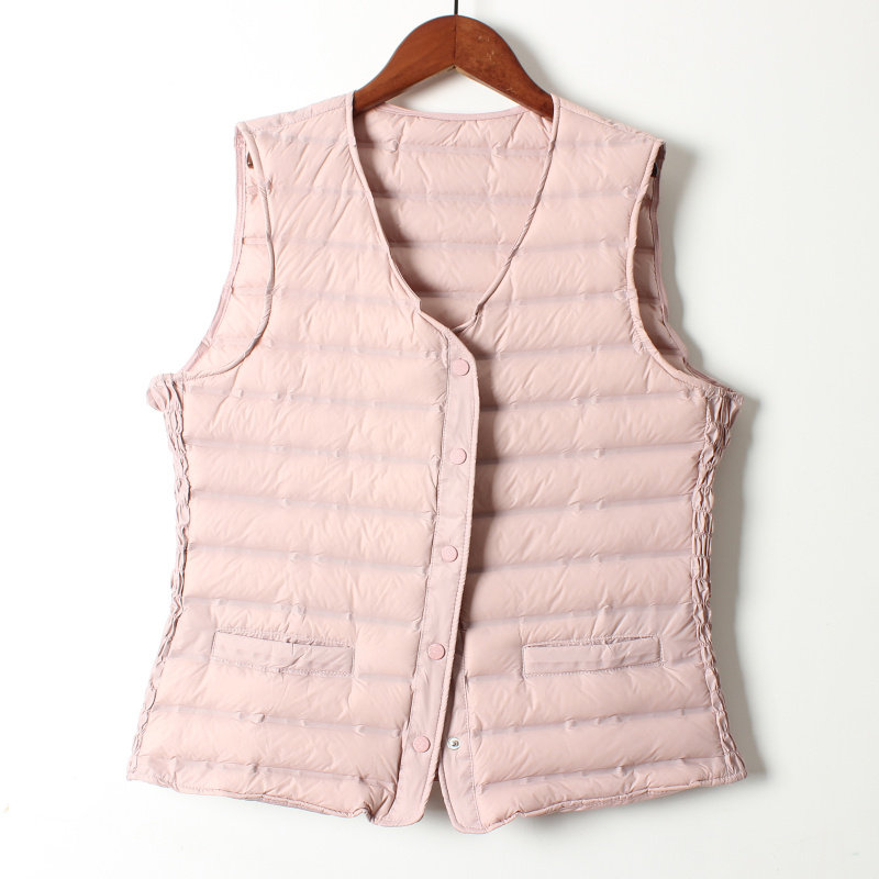 轻薄时尚羽绒内胆女修身纯色背心保暖V领减龄马甲冬打底内衣坎肩,淘宝优惠券,粉丝福利购,淘宝优惠卷