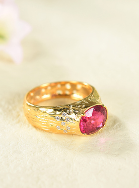 原创设计：18K金天作岸碧玺戒指