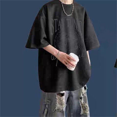 夏季纯棉T恤男短袖牛仔短裤运动套装男生学生宽松运动帅气青少年 - 图3