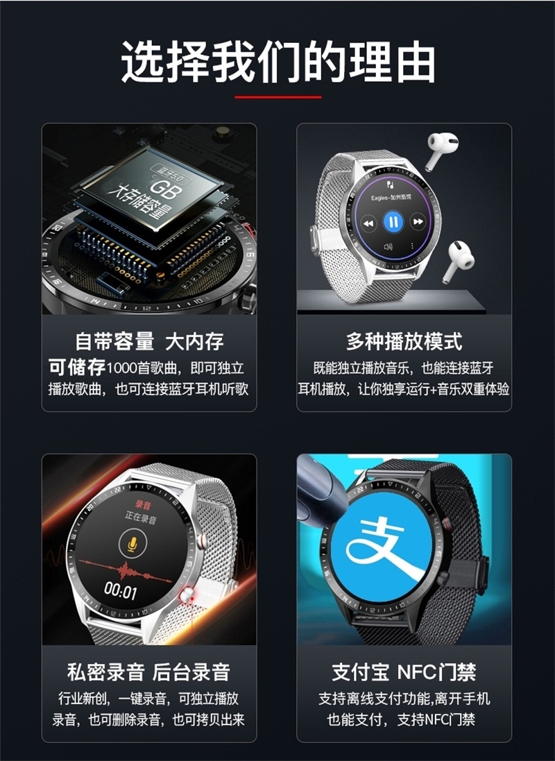 黑科技智能手表适用爱酷iQOO Neo6SE Neo7SE离线听歌支付NFC录音 - 图1