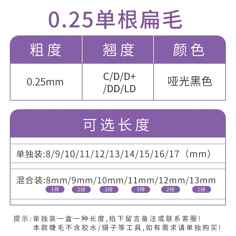 嫁接睫毛D+芭比翘0.25单根扁毛美睫店专用d卷超翘DD双尖空气扁毛-图0