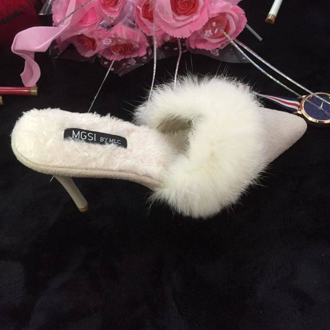 毛毛拖鞋女秋2024超高跟性感包头尖头懒人细跟10厘米女神百搭鞋子,淘宝优惠券,粉丝福利购,淘宝优惠卷