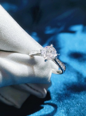 纯银金高碳女S92518K钻石戒指